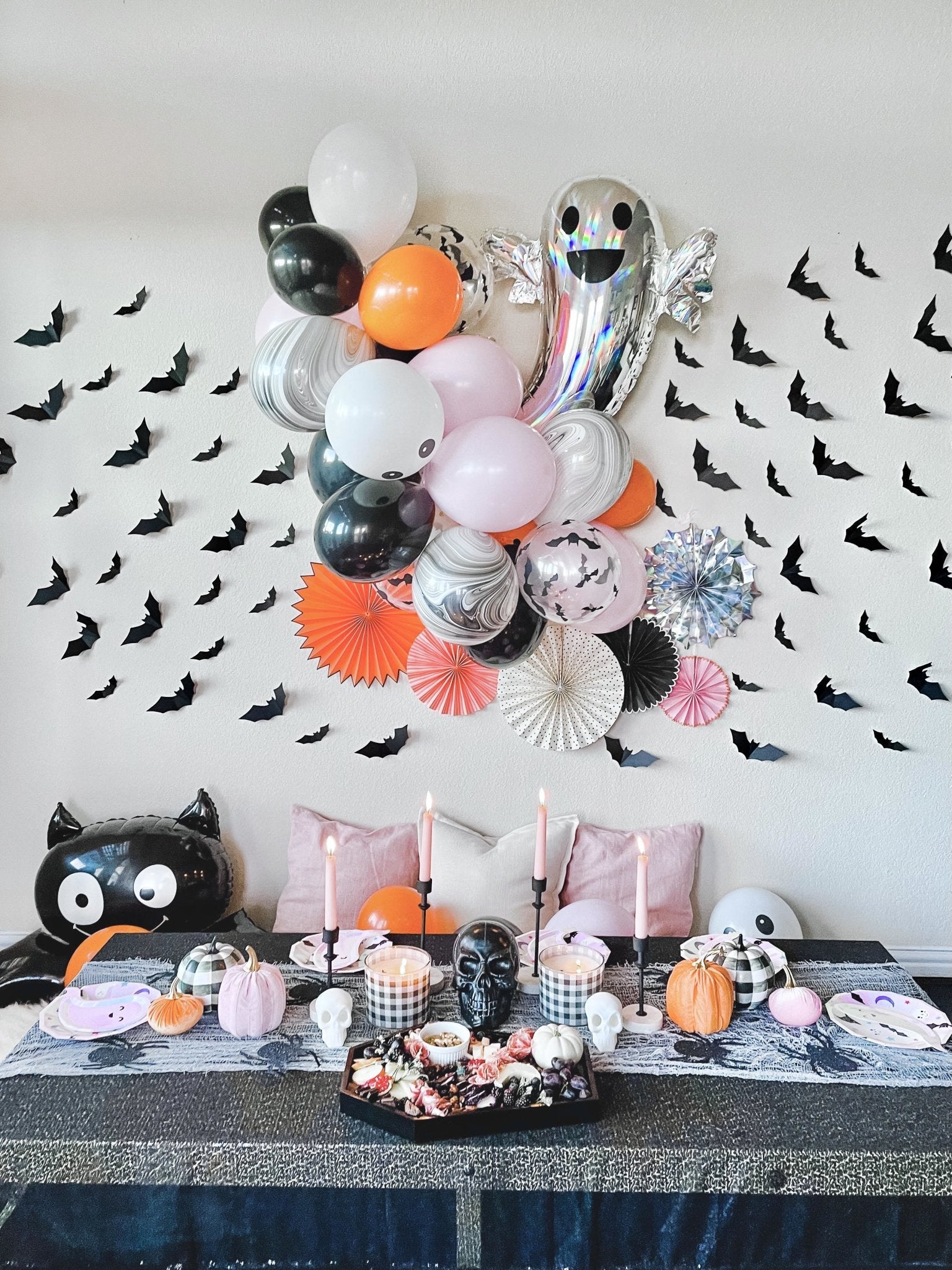 Pastel Pink & Black Halloween Balloon Garland Kit