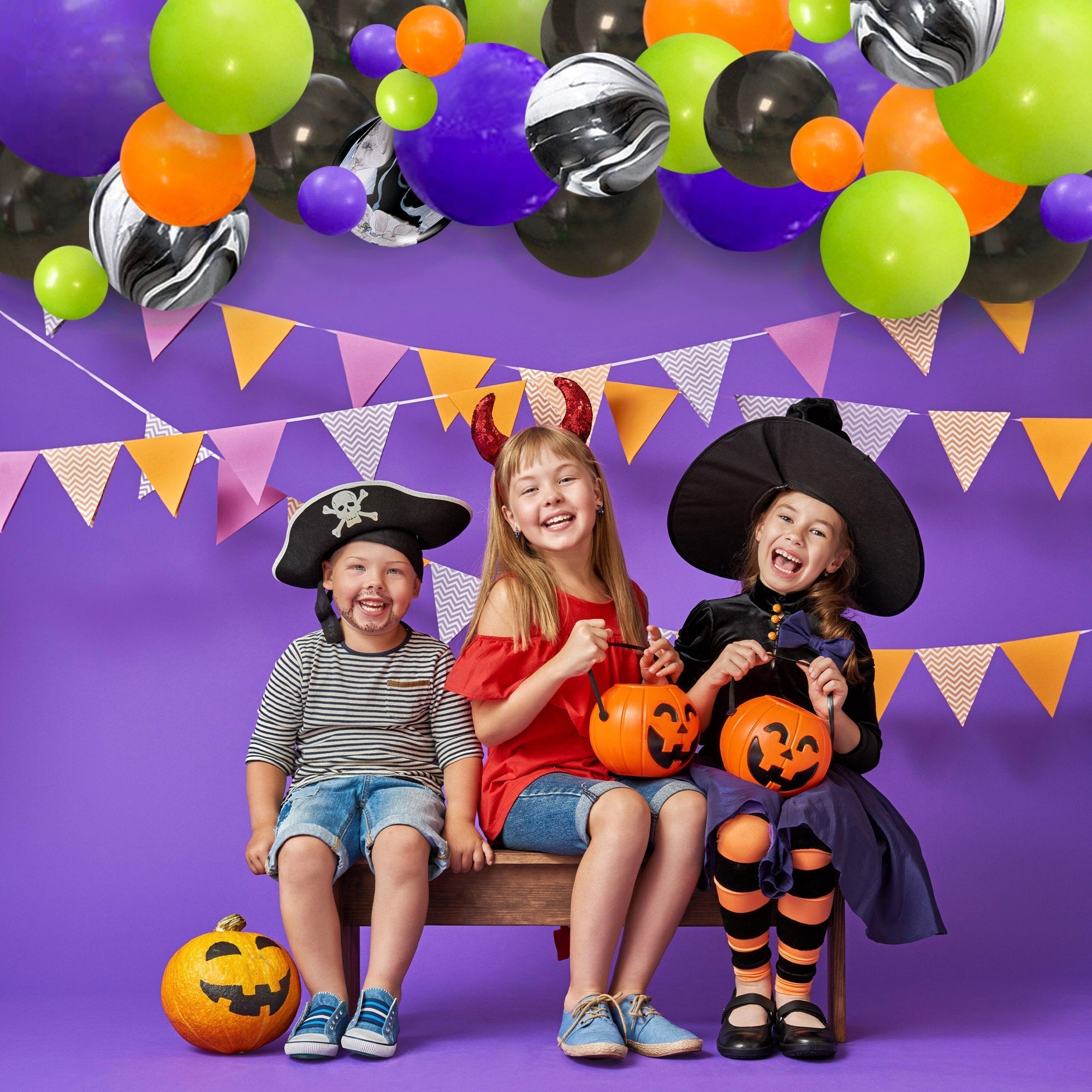Halloween Balloon Garland Kit - Purple And Lime Green