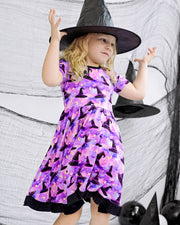 Halloween | Starry Witch Hats | Bamboo Ruffle Twirl Dress
