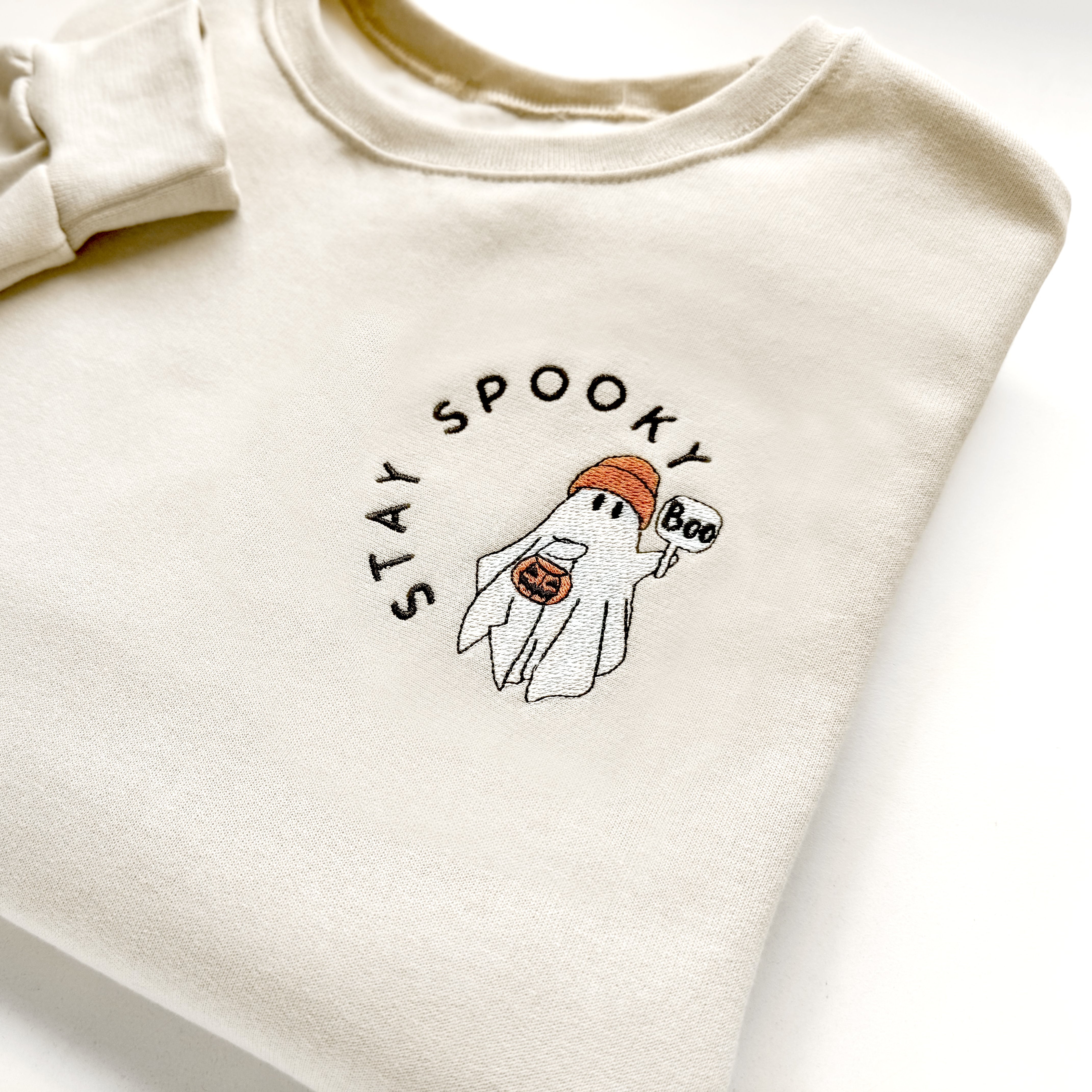 Stay Spooky Ghost Embroidered Matching Sweatshirts