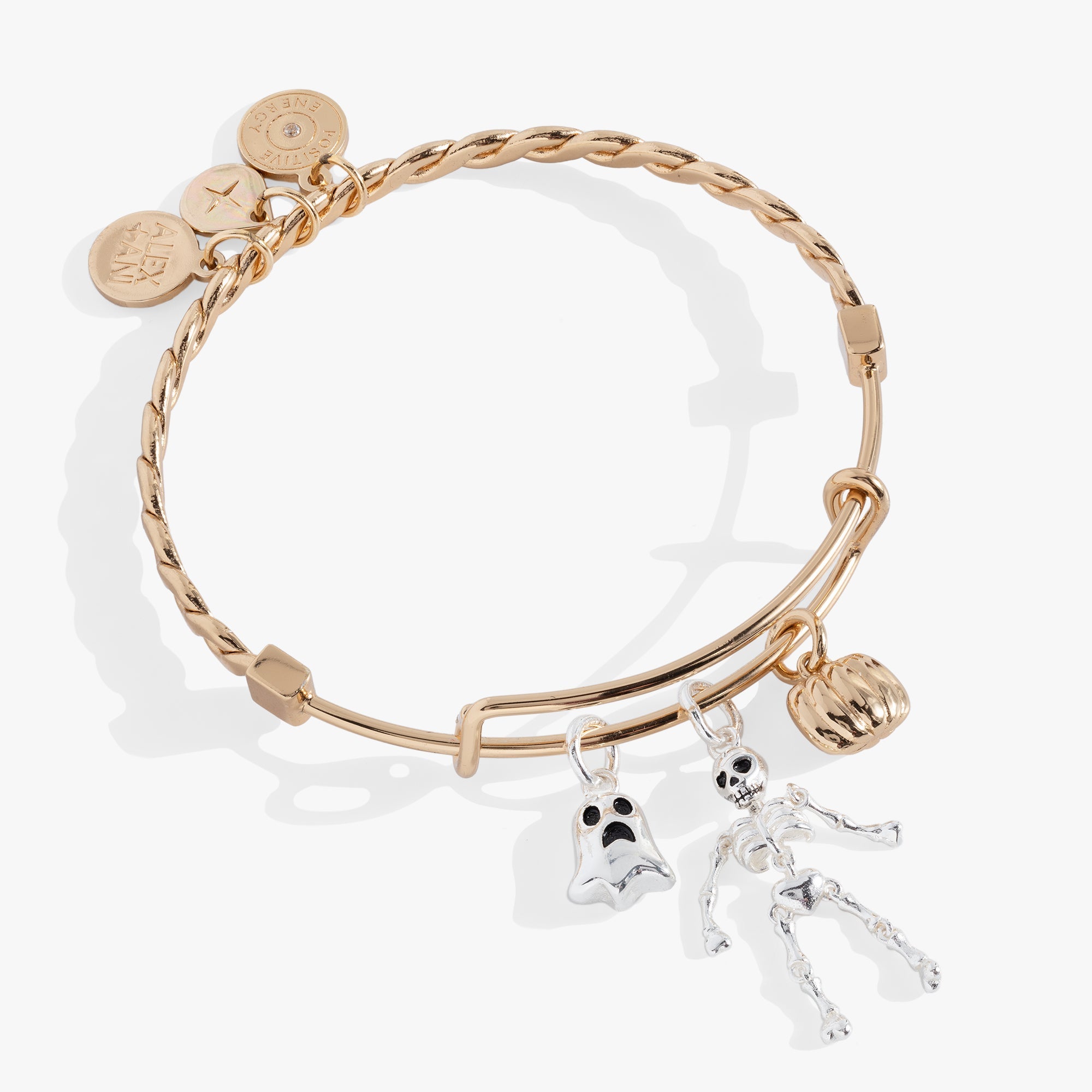 Ghost, Skeleton And Pumpkin Trio Charm Bangle