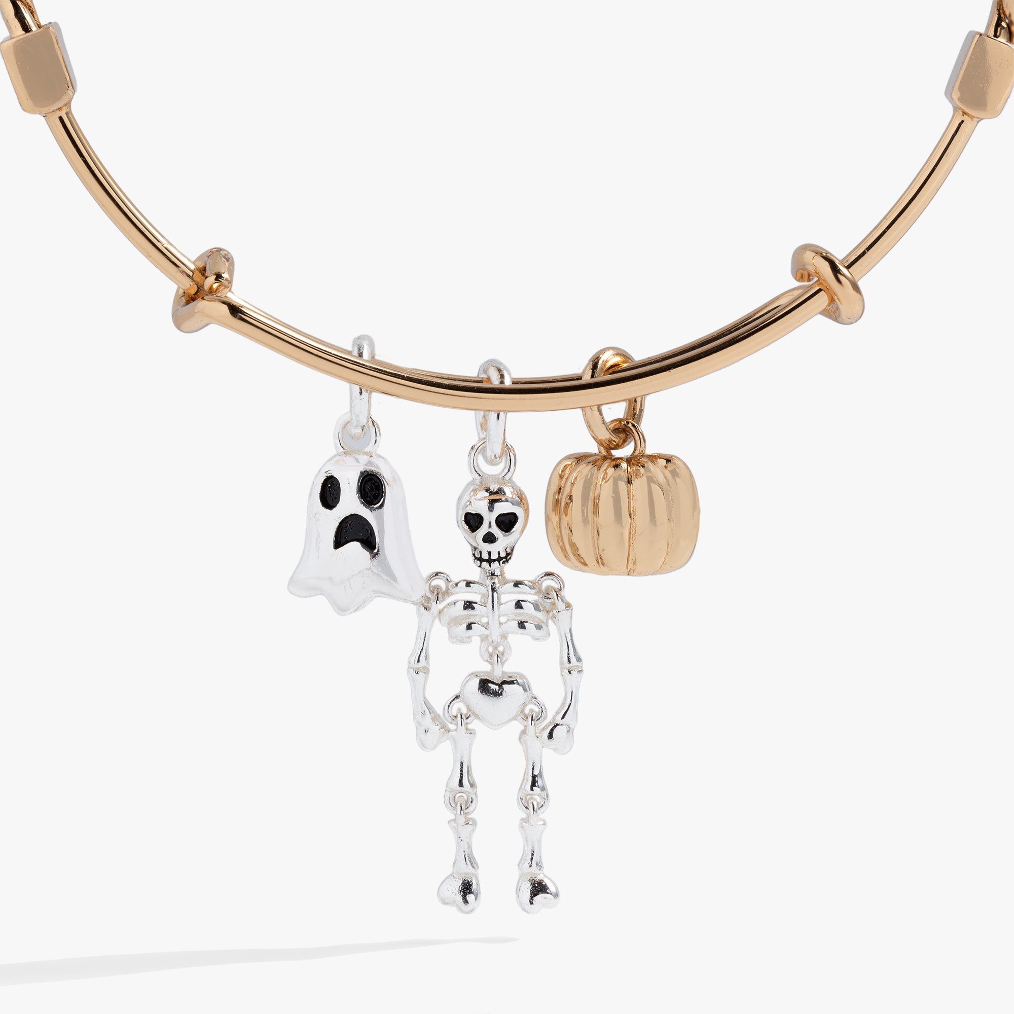 Ghost, Skeleton And Pumpkin Trio Charm Bangle