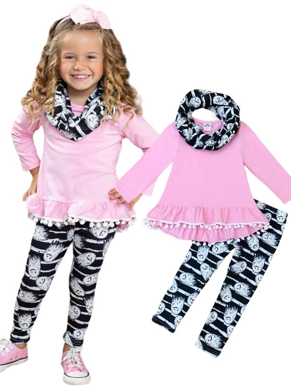 Unspookable Hi-lo Tunic, Leggings And Scarf Set