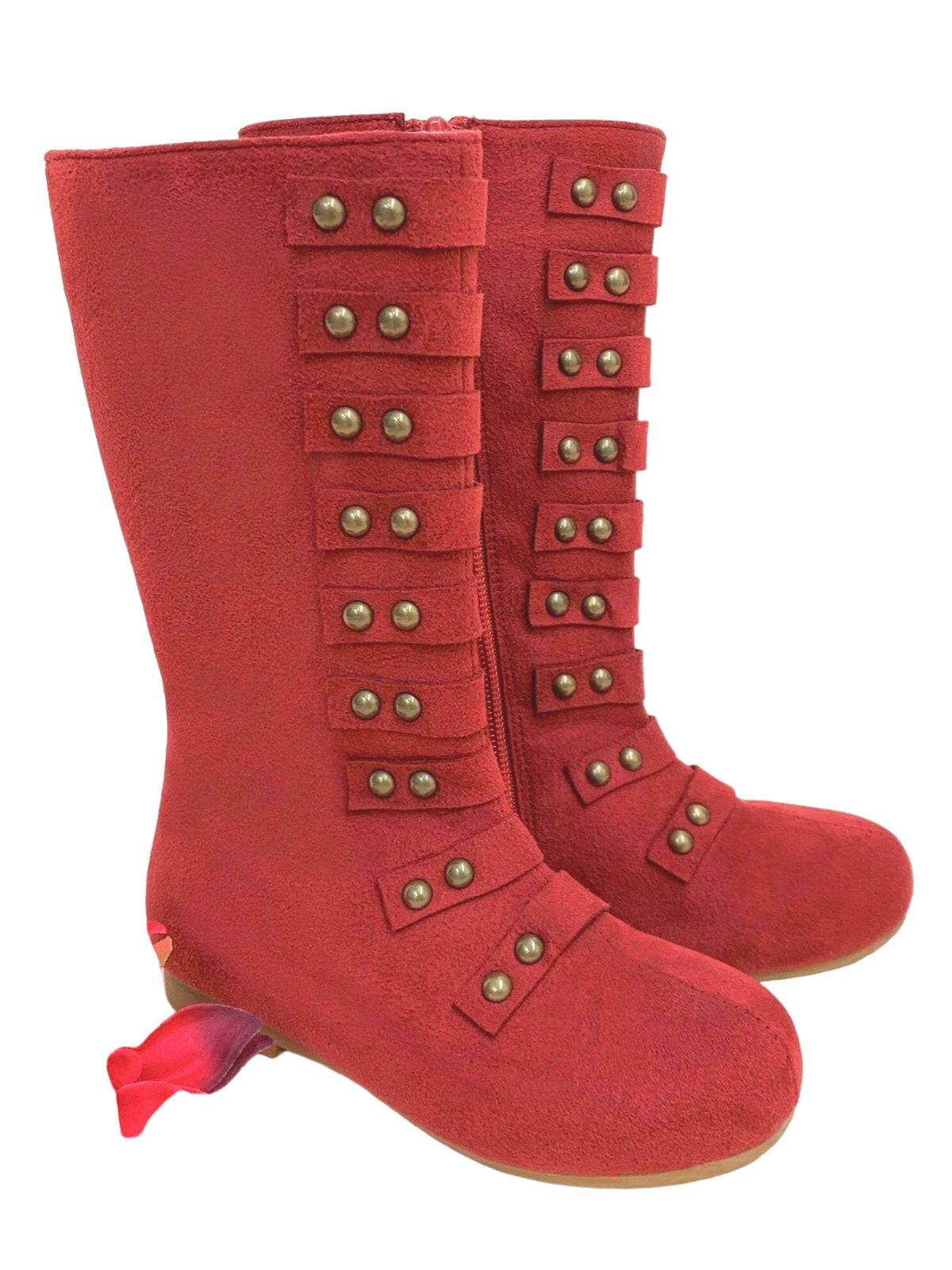 Red Military Style Studded Boots By Liv And Mia