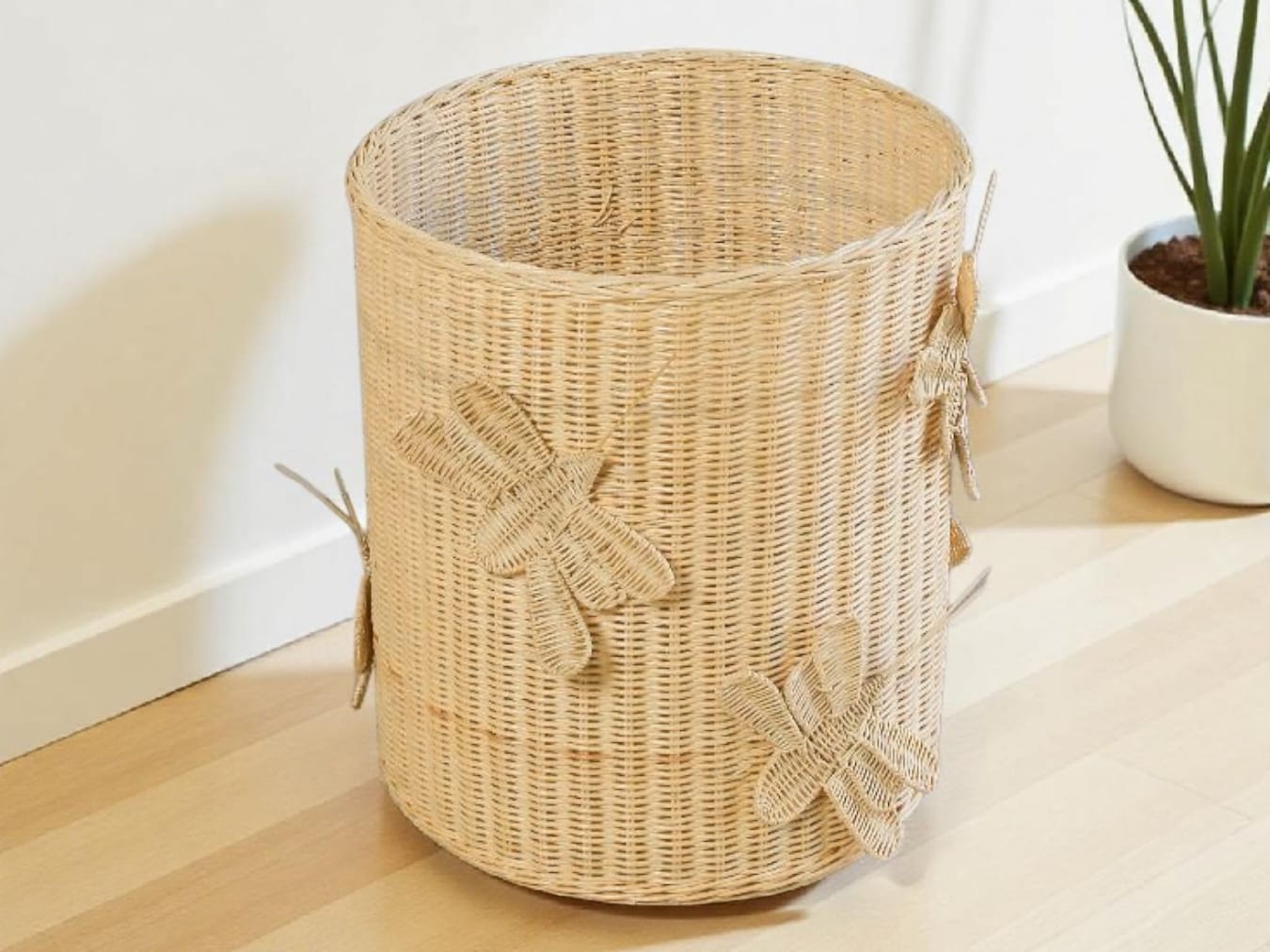 Flutter Wing Hamper Rattan Basket – Handwoven Boho Storage For Toys, Blankets & Laundry