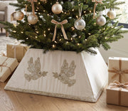 Hand Beaded Adjustable Christmas Tree Collar - Doves White Silk