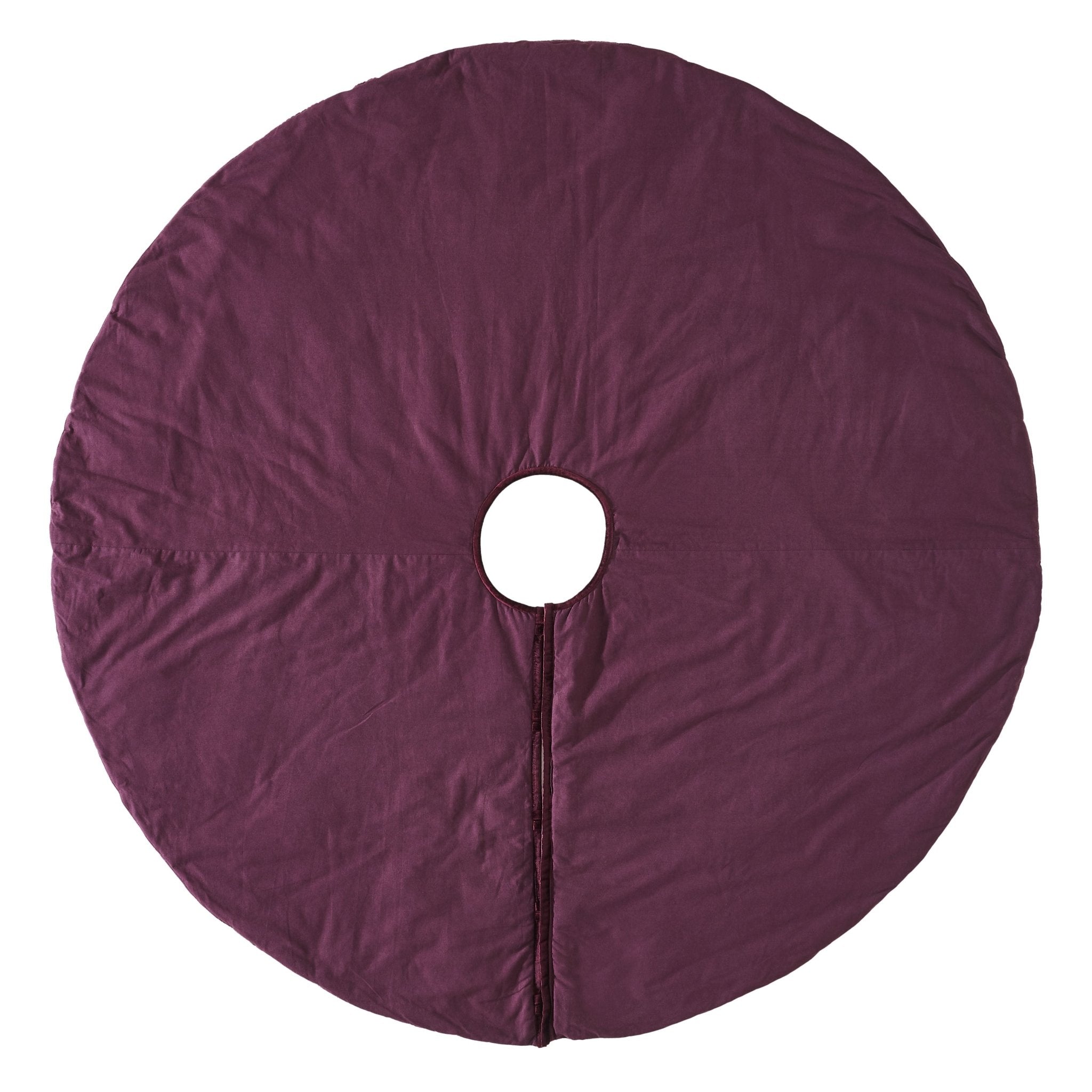 Hand Beaded Velvet Floral Wine Christmas Tree Skirt 60"