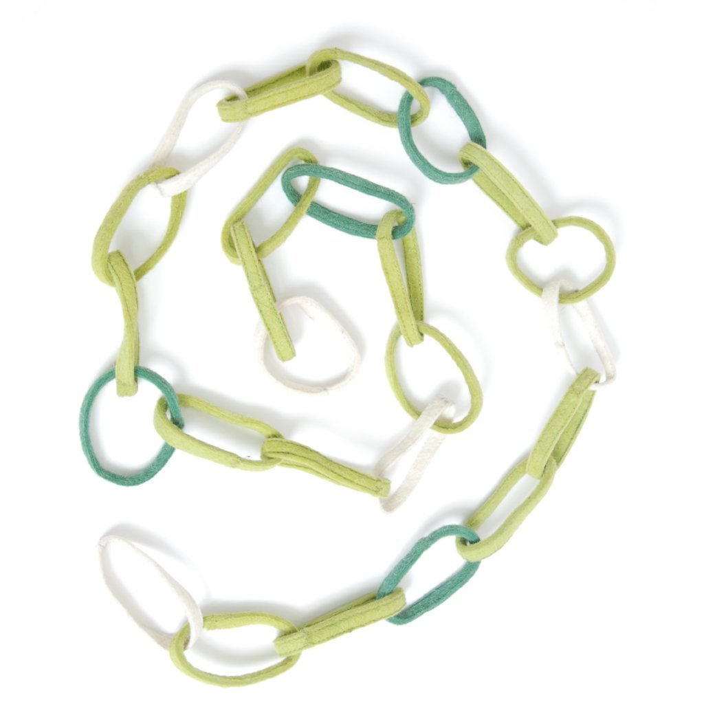 Hand Felted Wool Christmas Garland And Bunting - Loop Chain Green - 6'