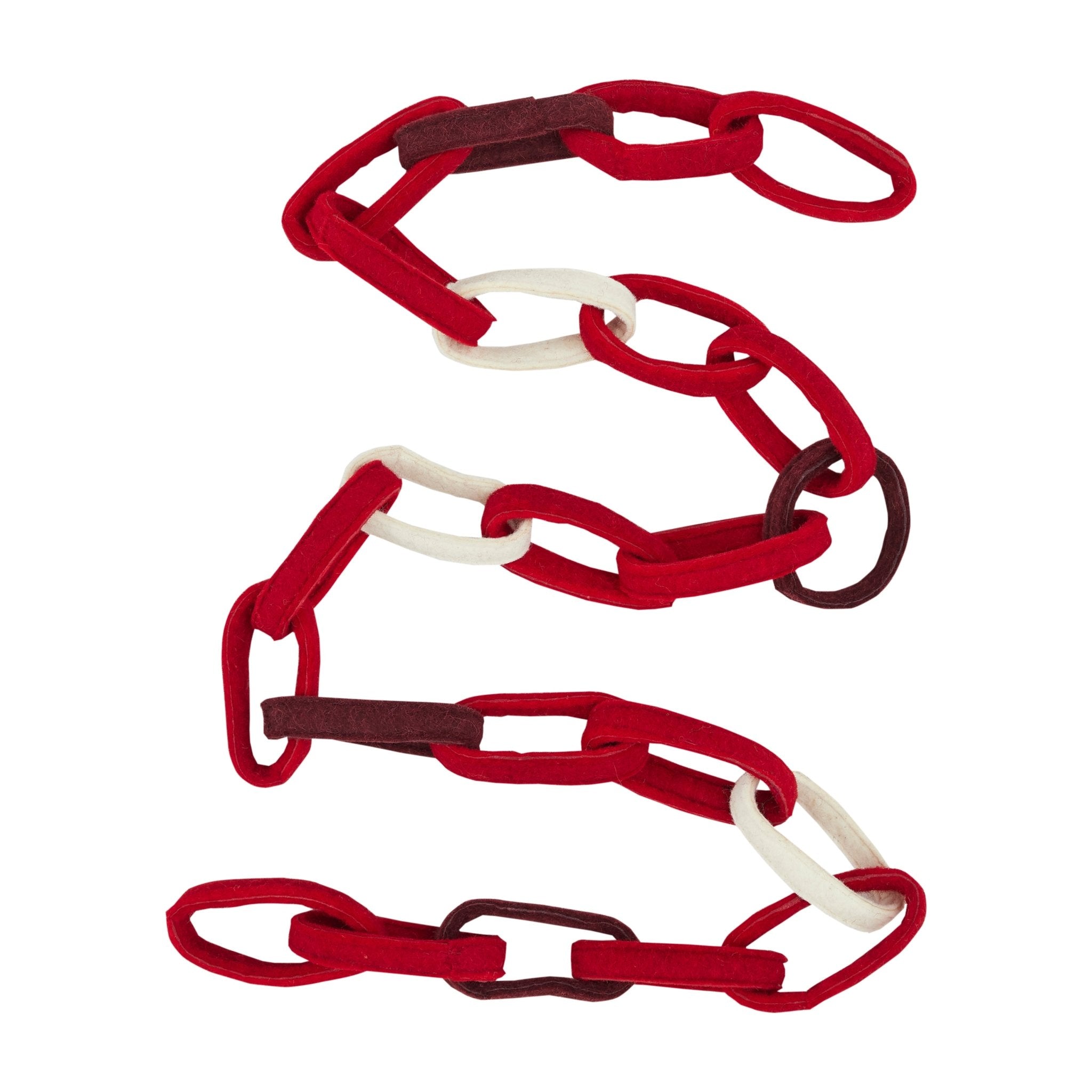 Hand Felted Wool Christmas Garland - Loop Chain In Red - 6'