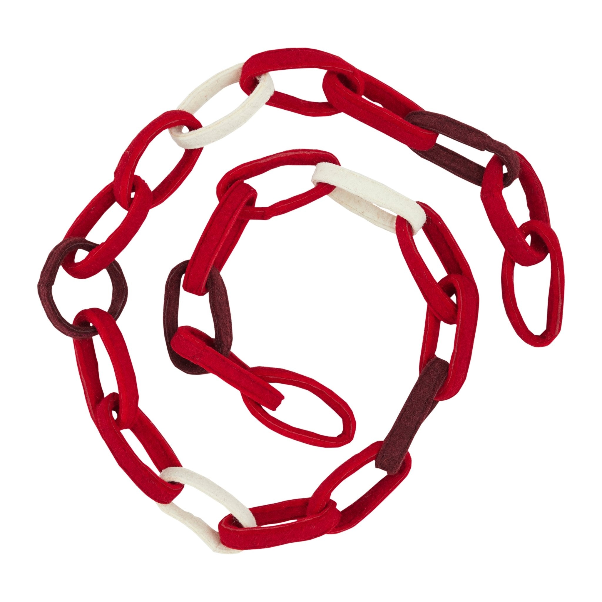 Hand Felted Wool Christmas Garland - Loop Chain In Red - 6'