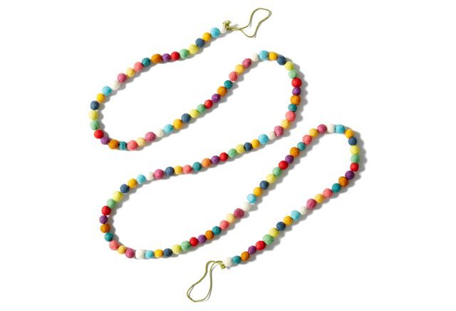 Hand Felted Wool Christmas Garland And Bunting - Multicolor Balls - 6' Arcadia Home