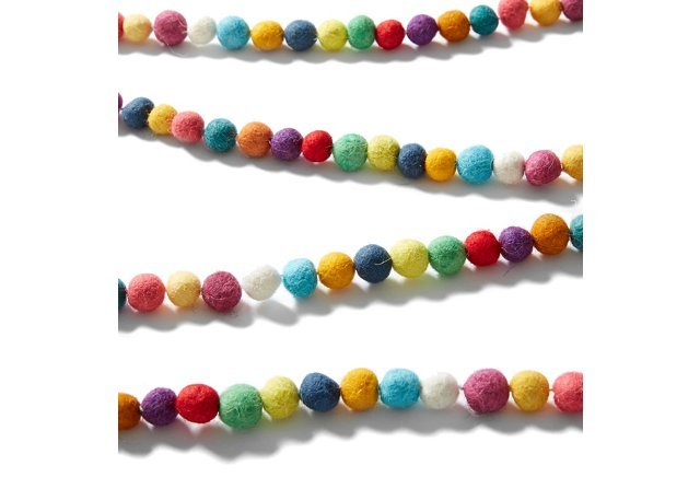 Hand Felted Wool Christmas Garland And Bunting - Multicolor Balls - 6' Arcadia Home