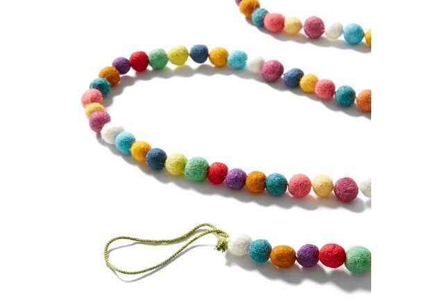 Hand Felted Wool Christmas Garland And Bunting - Multicolor Balls - 6' Arcadia Home