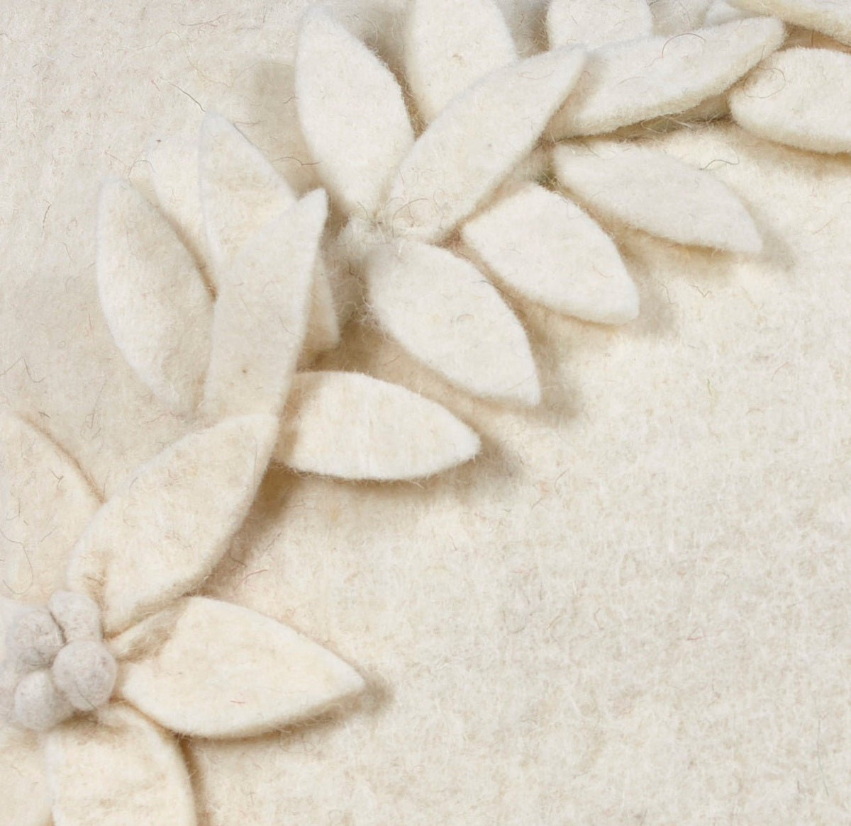Hand Felted Wool Christmas Pillow –cream Wreath – 20"