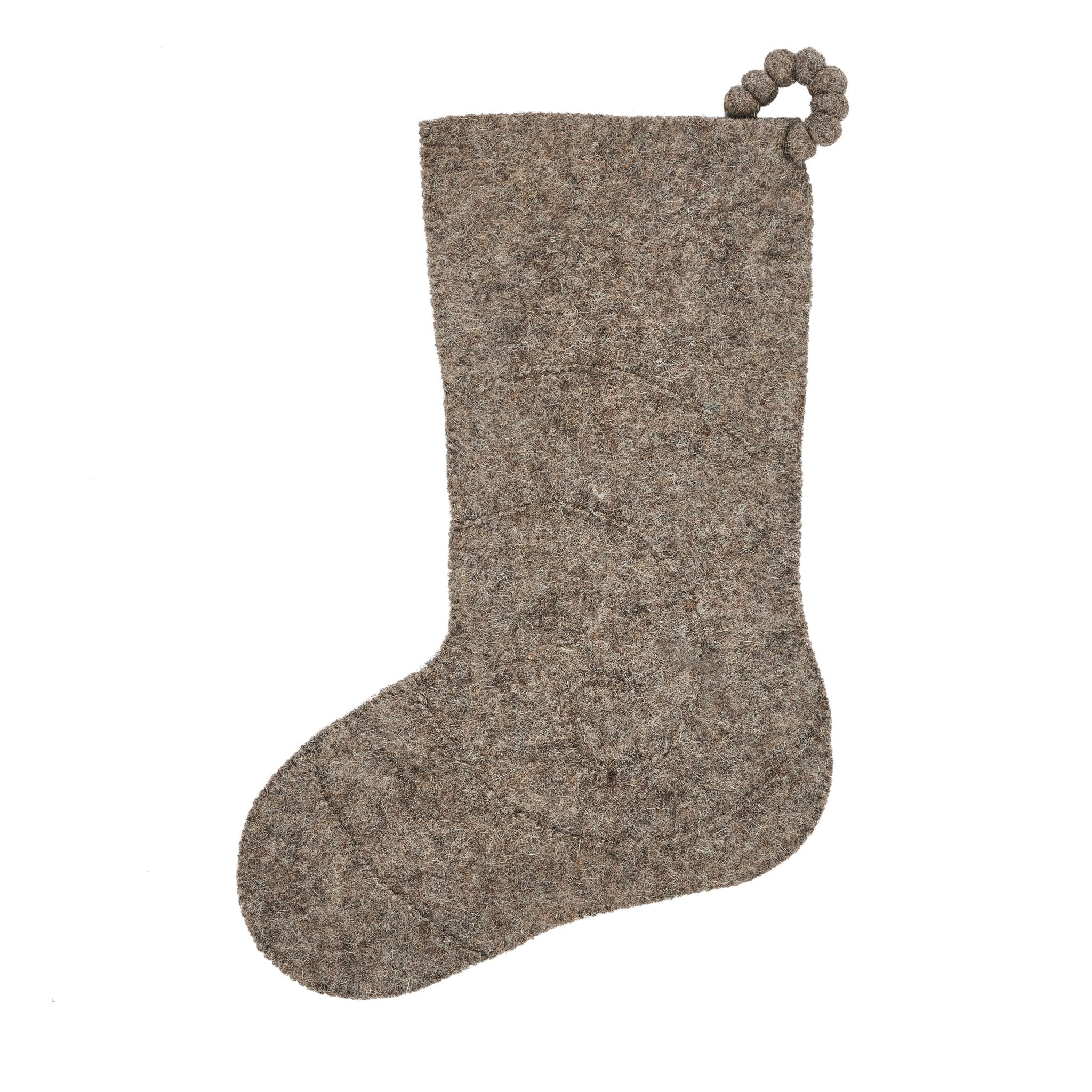 Hand Felted Wool Christmas Stocking - Spiral Grey
