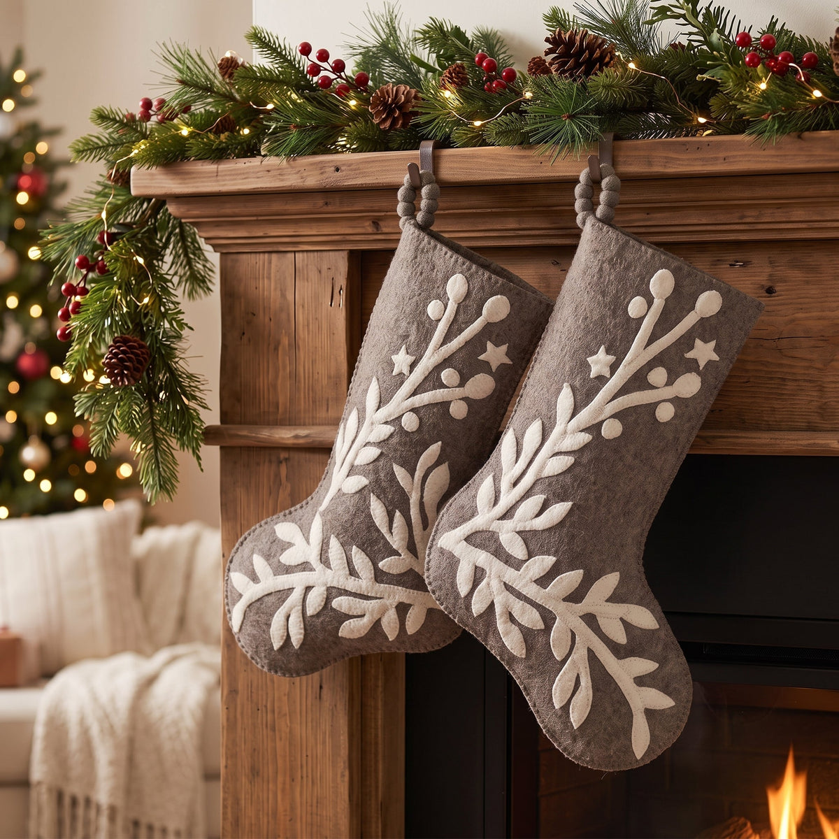 Hand Felted Wool Christmas Stocking – Stars And Branch Gray