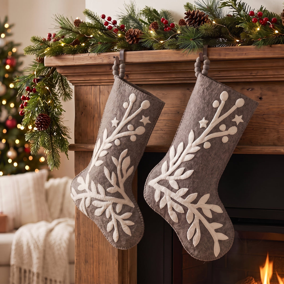 Hand Felted Wool Christmas Stocking – Stars And Branch Gray