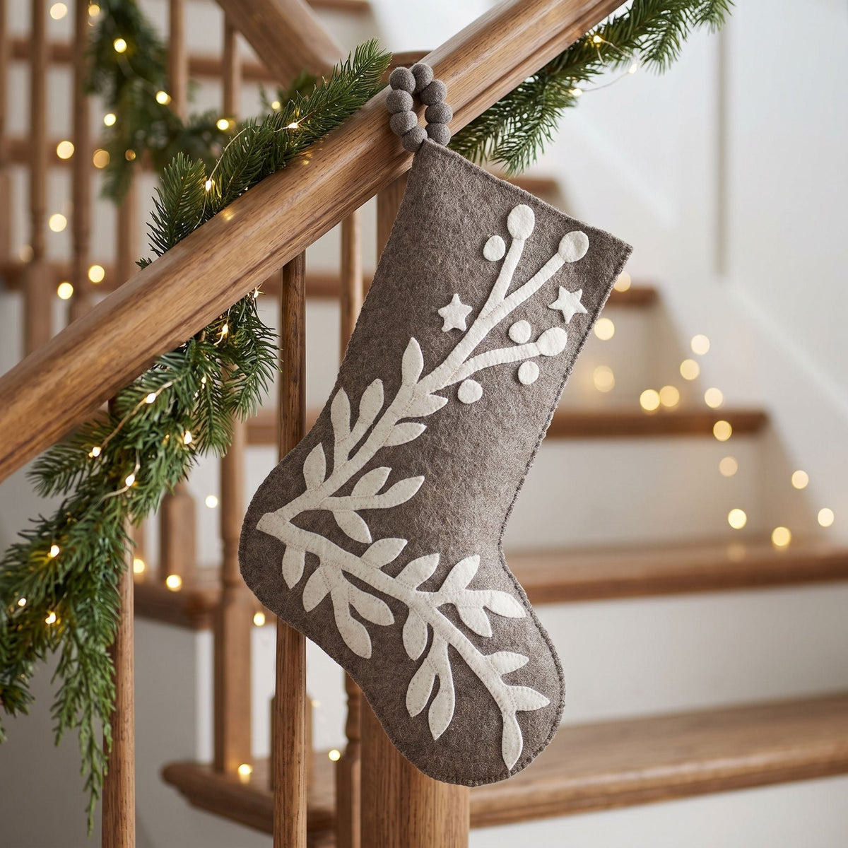Hand Felted Wool Christmas Stocking – Stars And Branch Gray