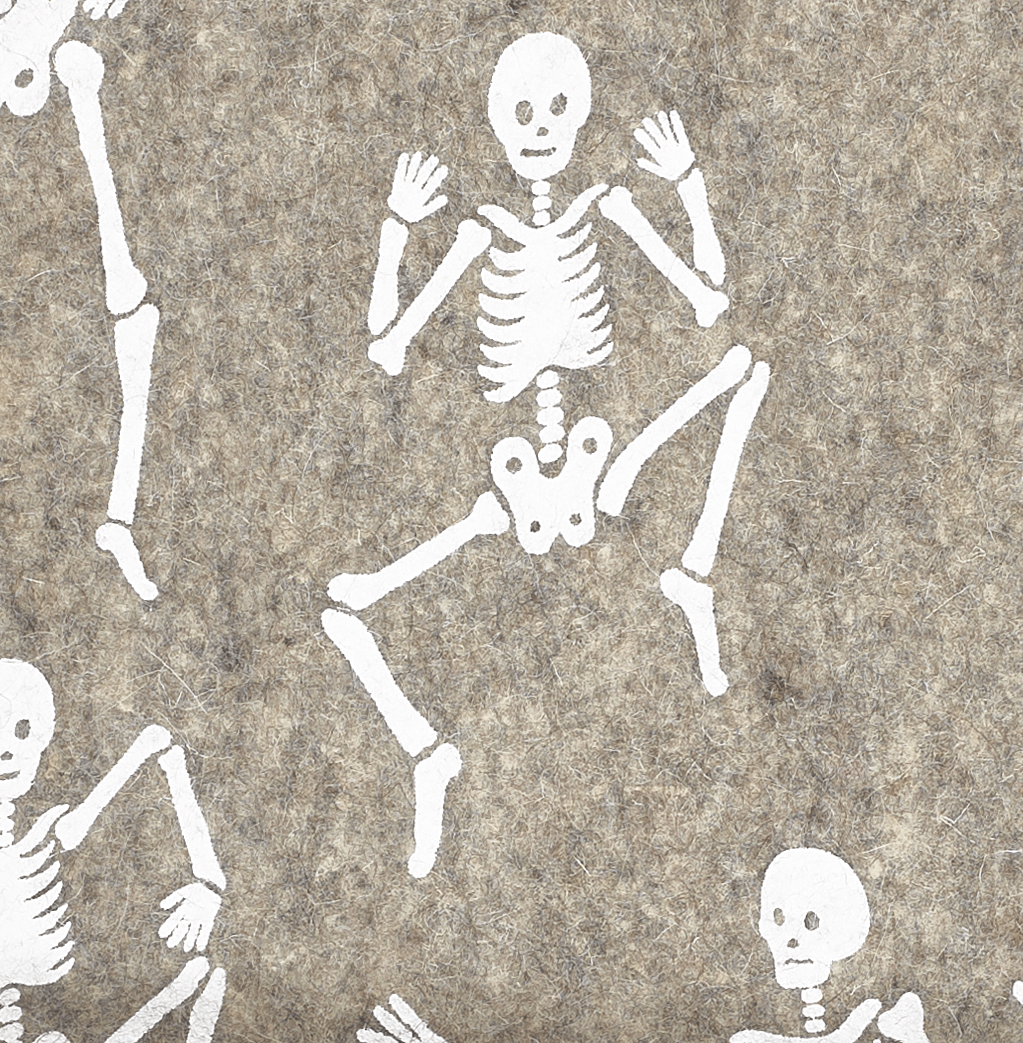 Hand Felted Wool Halloween Skeleton Table Runner - 16x72"