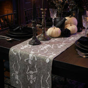 Hand Felted Wool Halloween Skeleton Table Runner - 16x72"
