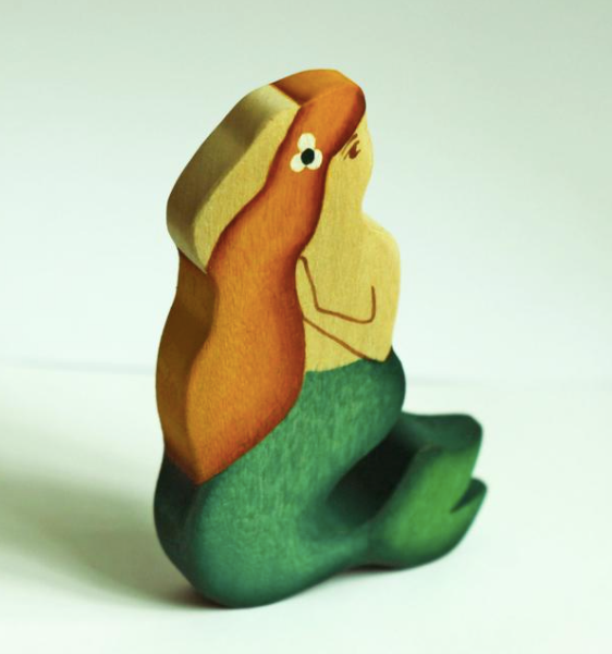 Wooden Mermaid Figure