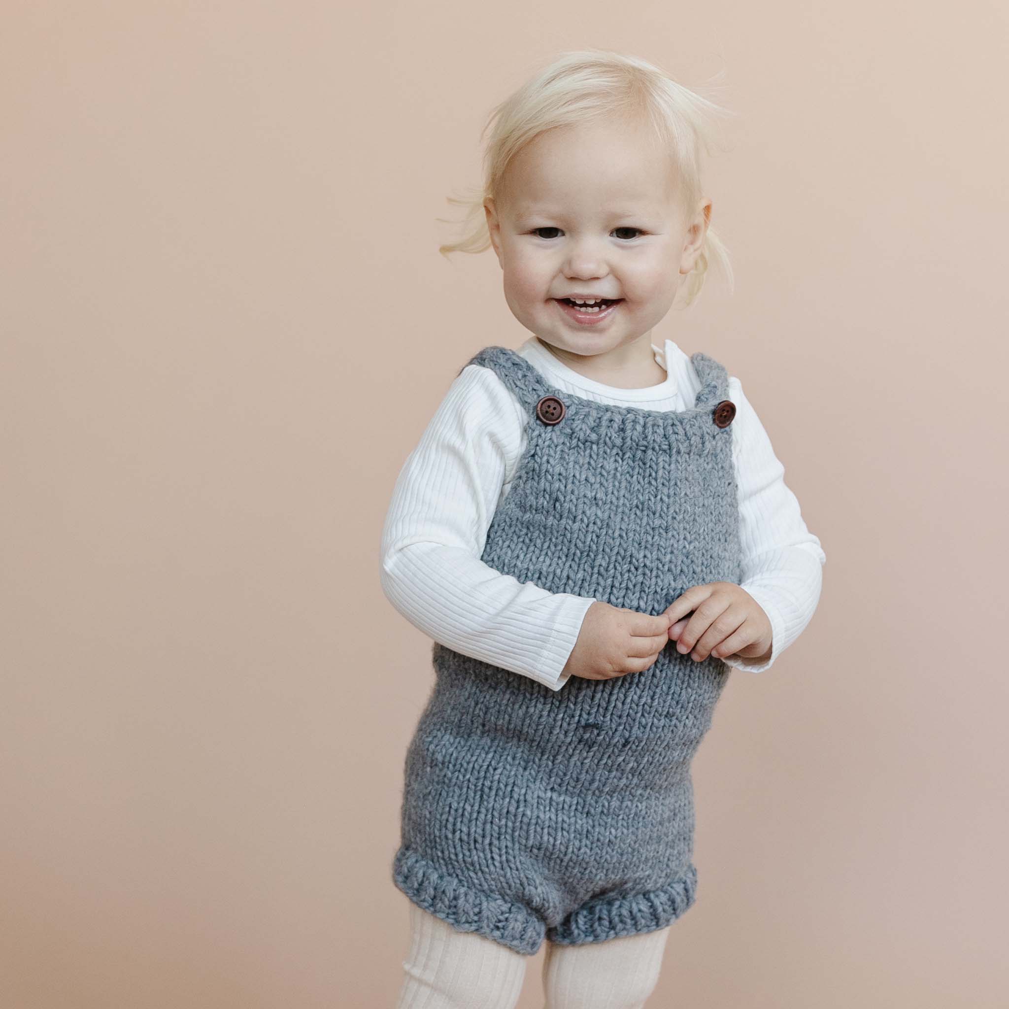 Hand-knit Romper, Zinc