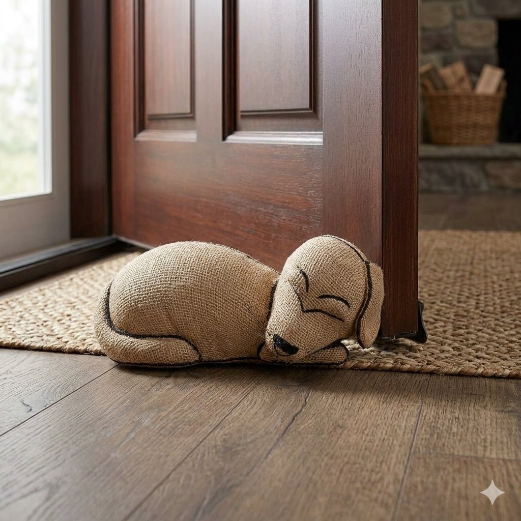 Dog Door Stop Burlap