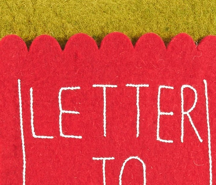 Handmade Christmas Pillow In Hand Felted Wool - Letter To Santa Pocket On Green - 18"