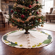 Handmade Christmas Tree Skirt Felt - Greenery Border Cream - 36"/60"/72"