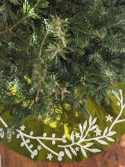 Handmade Branches And Stars Moss Felt Christmas Tree Skirt 60"