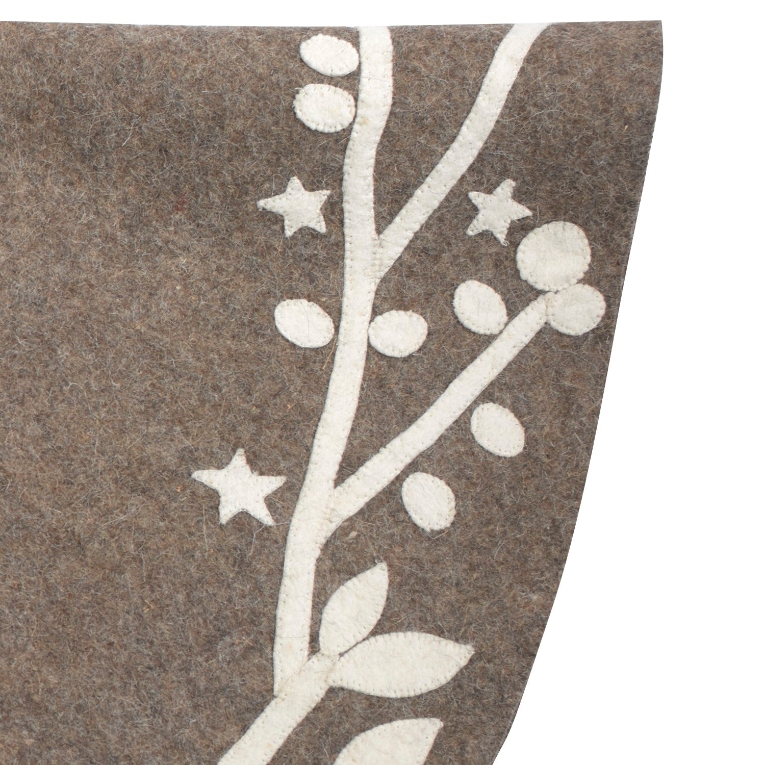 Handmade Felt Branches And Stars Gray Christmas Tree Skirt