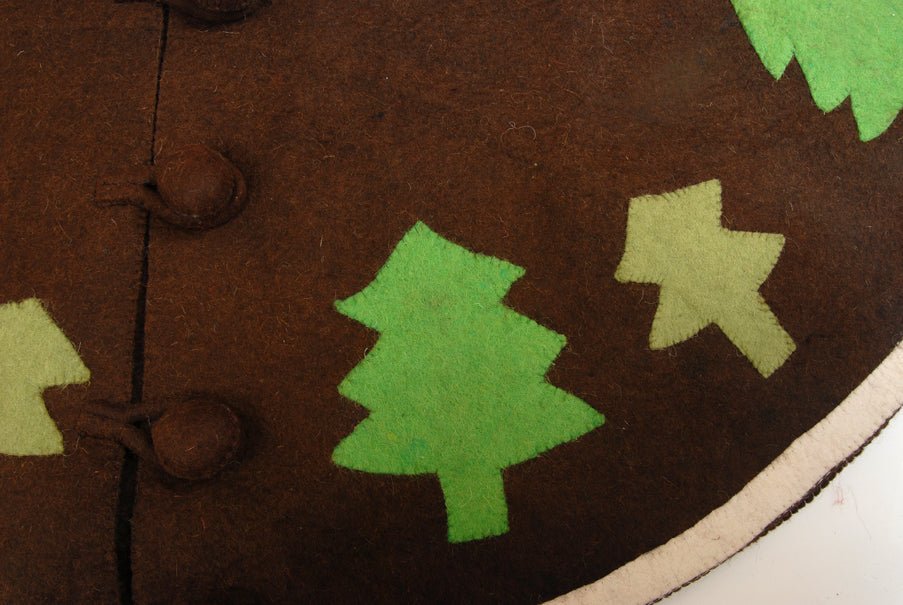 Handmade Rustic Trees Brown Felt Christmas Tree Skirt 60"