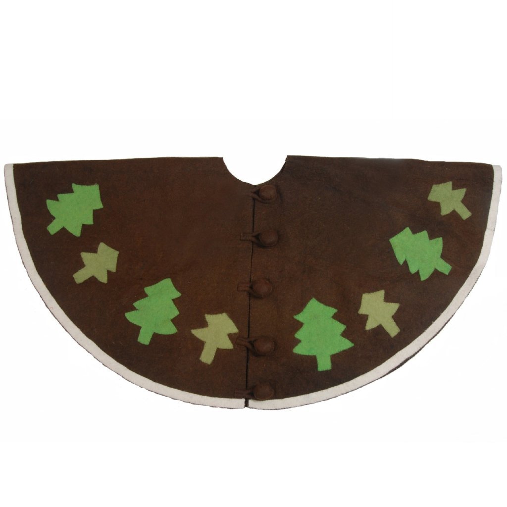 Handmade Rustic Trees Brown Felt Christmas Tree Skirt 60"