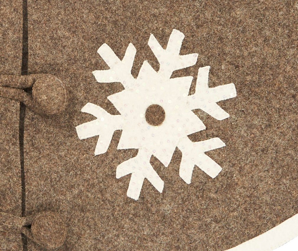 Handmade Snowflakes Gray Christmas Tree Skirt Felt - 60"