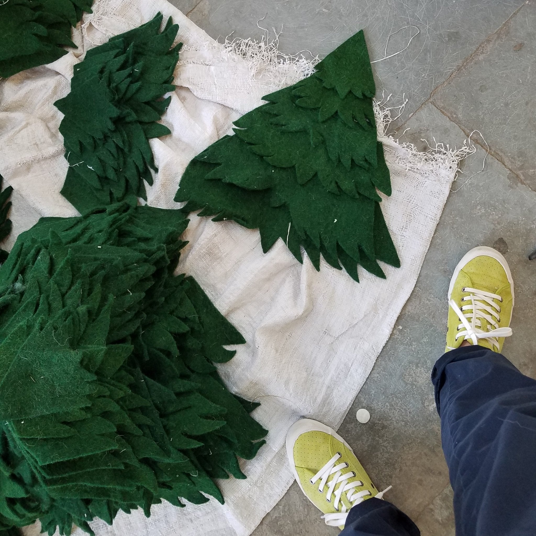 Handmade Christmas Trees Gray Christmas Tree Skirt Felt 60"