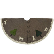 Hand Felted Wool Dogs And Trees Gray Xl Christmas Tree Skirt 72"