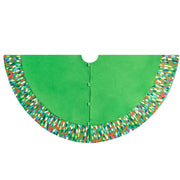 Handmade Green Confetti Border Christmas Tree Skirt Wool 60"