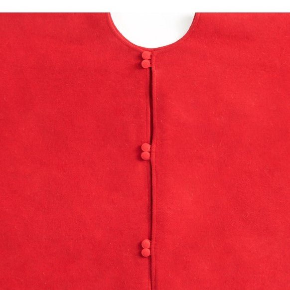 Handmade Red Oval Border Christmas Tree Skirt Wool 60"
