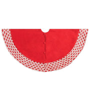 Handmade Red Oval Border Christmas Tree Skirt Wool 60"