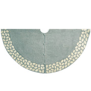 Handmade Christmas Tree Skirt Wool - Pebble Border Gray- 60"
