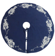 Handmade Lobsters Navy Blue Cotton Christmas Tree Skirt 60"