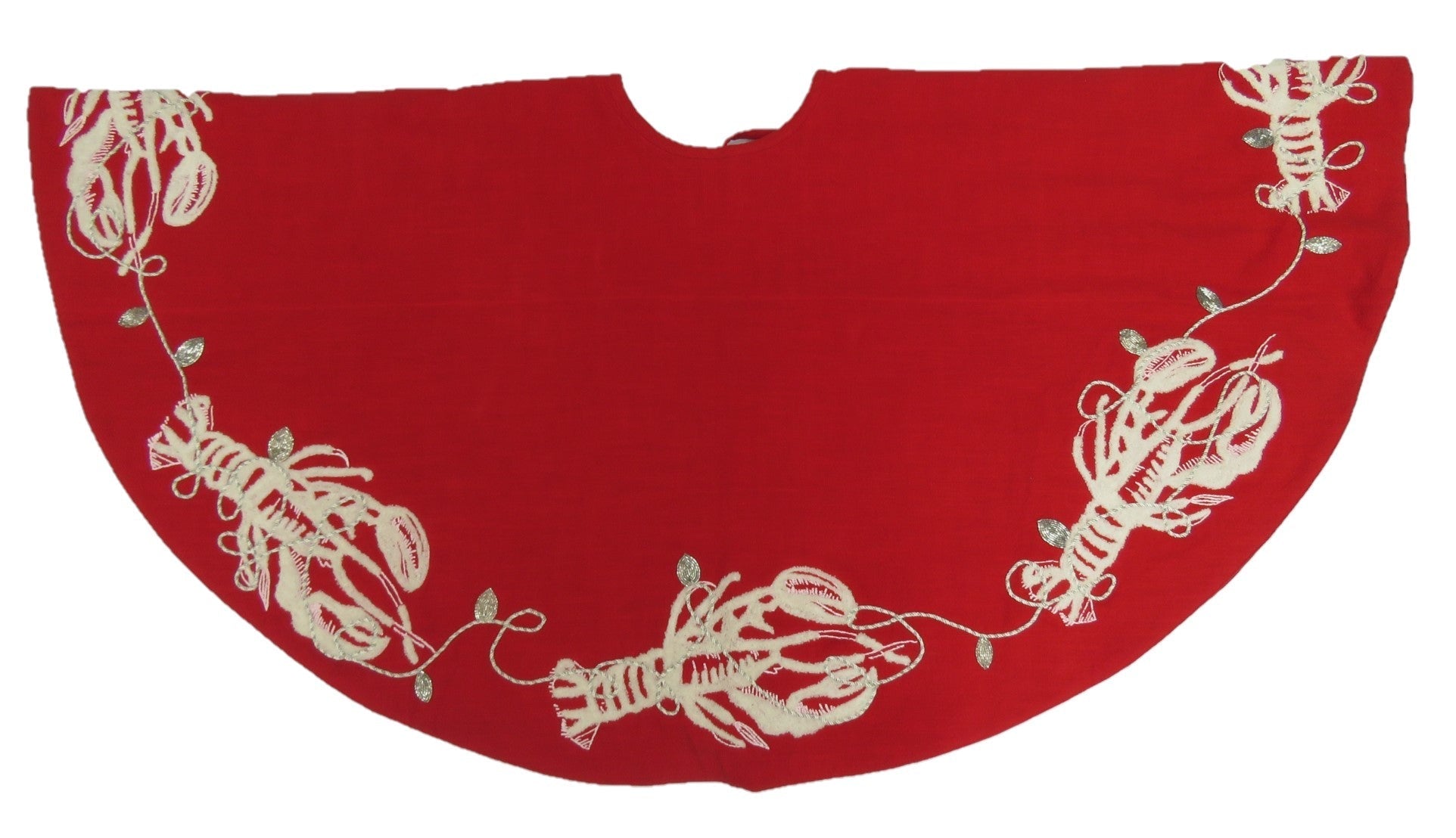 Handmade Lobsters Red Cotton Christmas Tree Skirt 60"