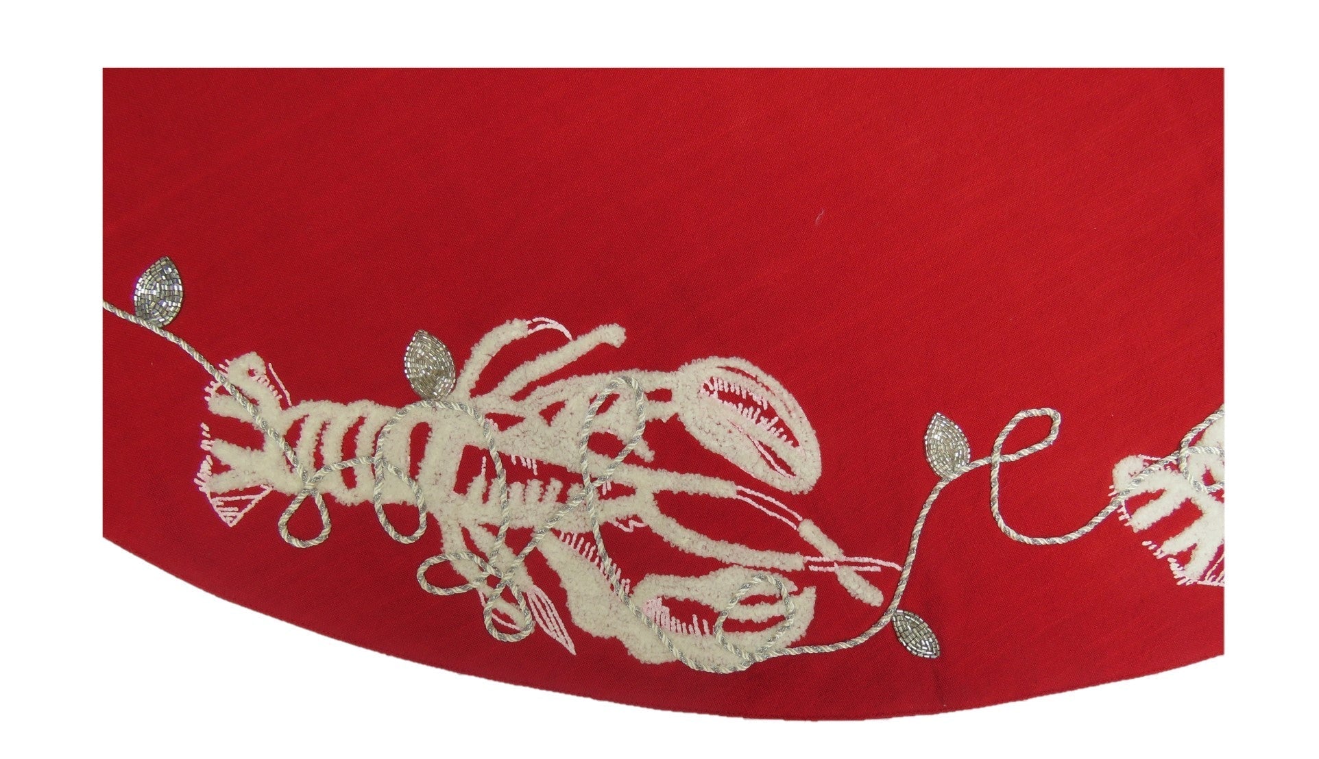 Handmade Lobsters Red Cotton Christmas Tree Skirt 60"