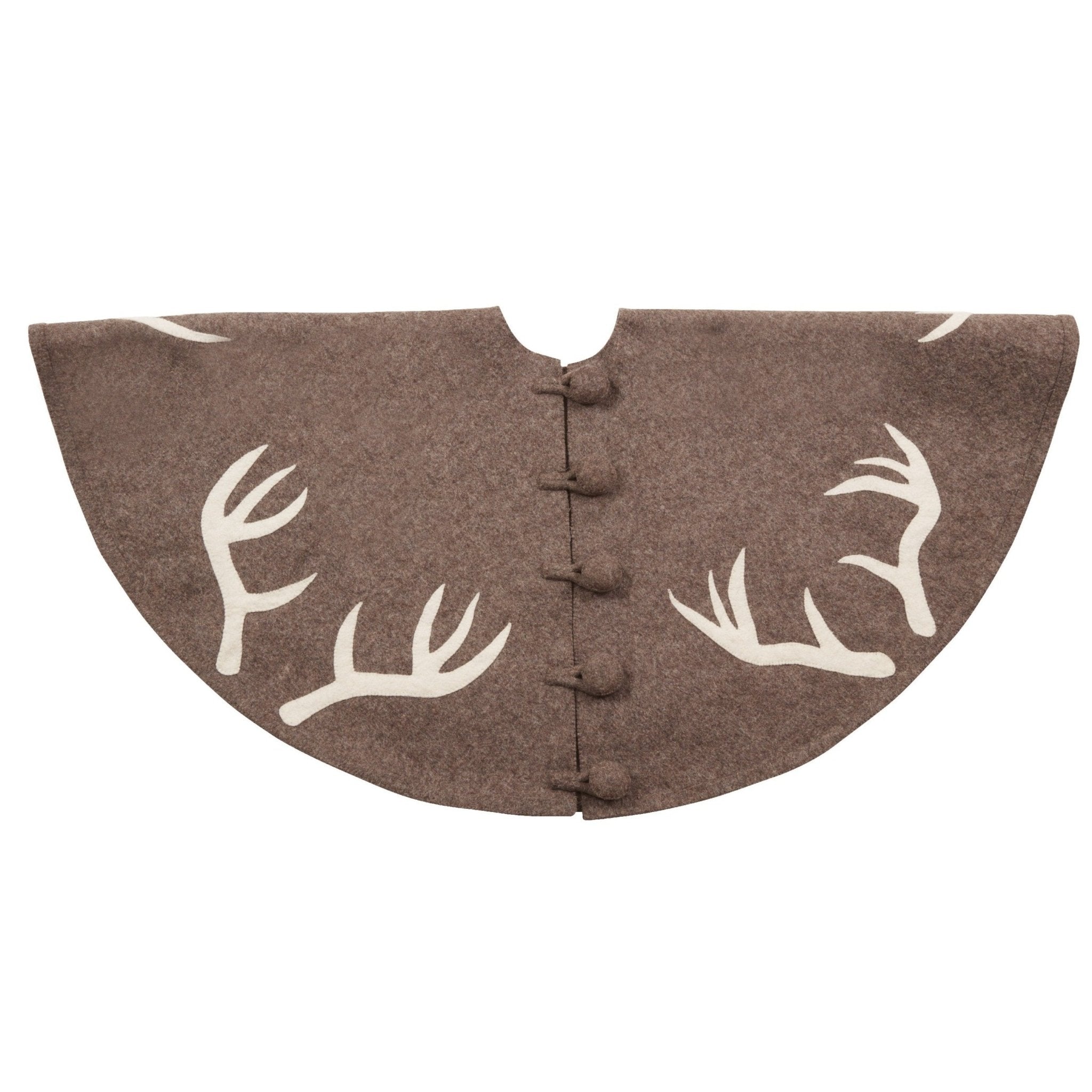 Handmade Felt Antlers Gray Christmas Tree Skirt 60" / 72"