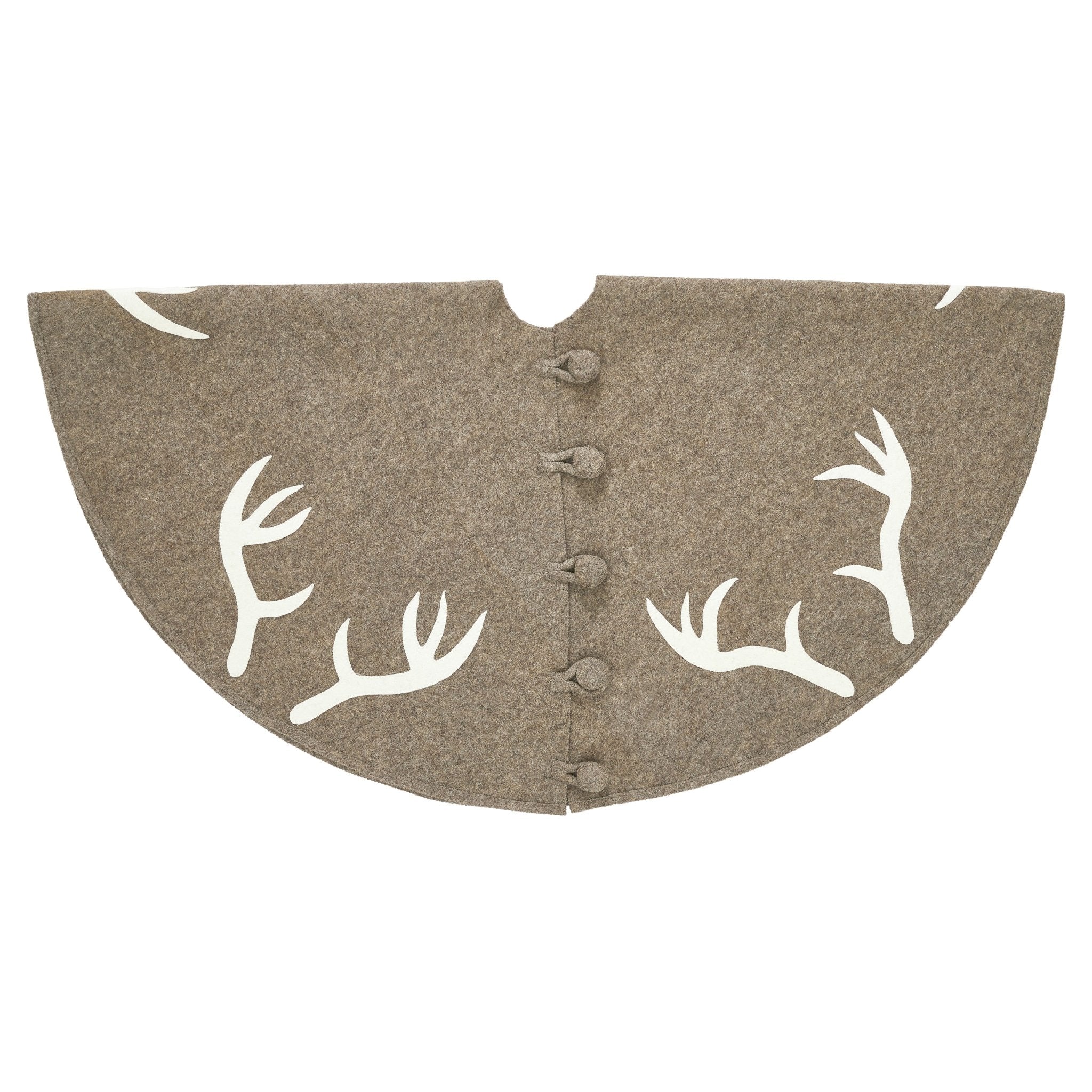 Handmade Felt Antlers Gray Christmas Tree Skirt 60" / 72"