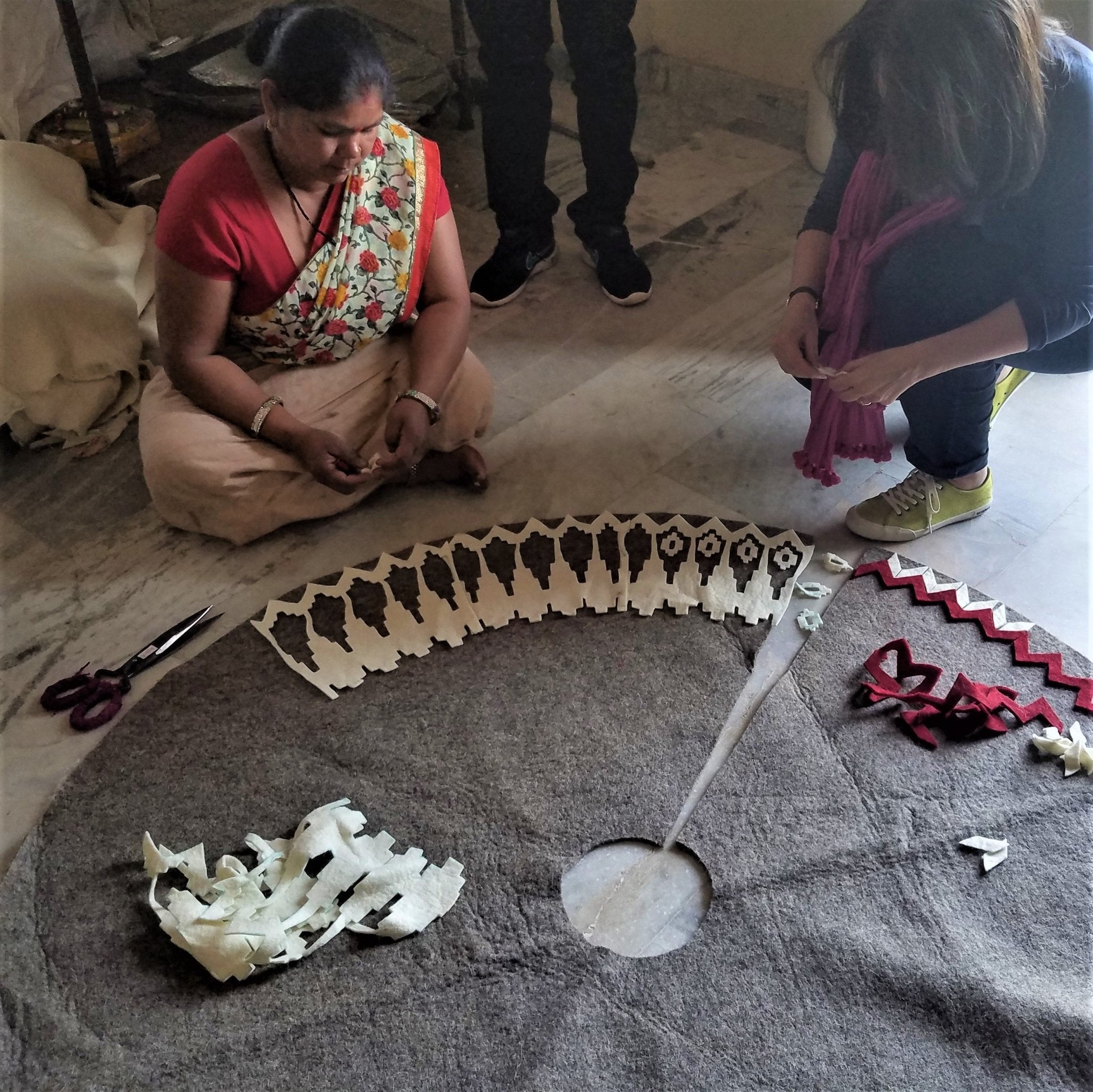 Handmade Felt Scandinavian Design Gray Christmas Tree Skirt 60"