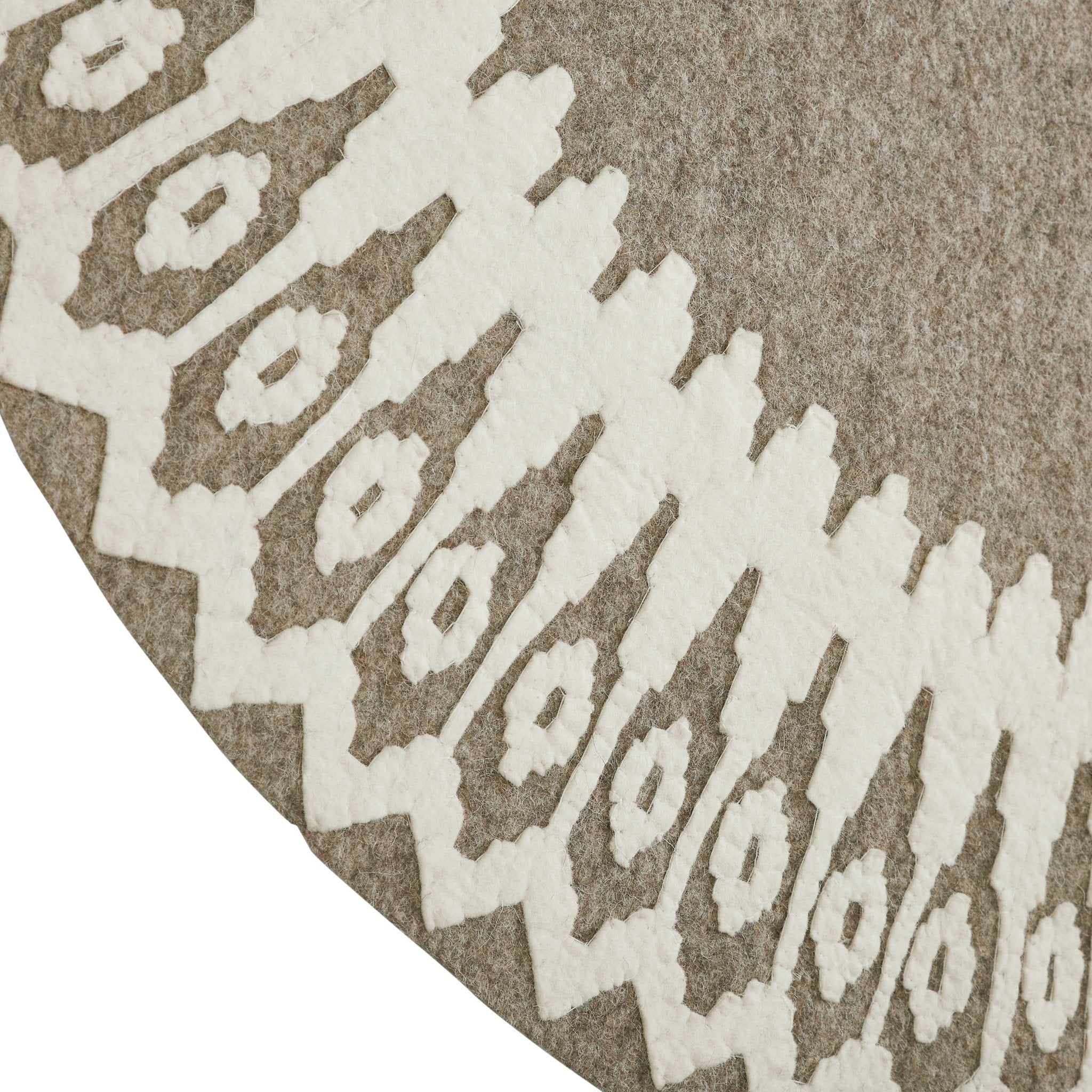 Handmade Felt Scandinavian Design Gray Christmas Tree Skirt 60"