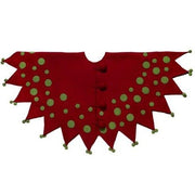 Handmade Felt Christmas Tree Skirt - Jester In Red And Green - 60"