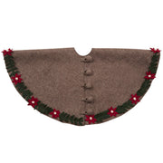 Handmade Felt Poinsettia Border Gray Christmas Tree Skirt 60"