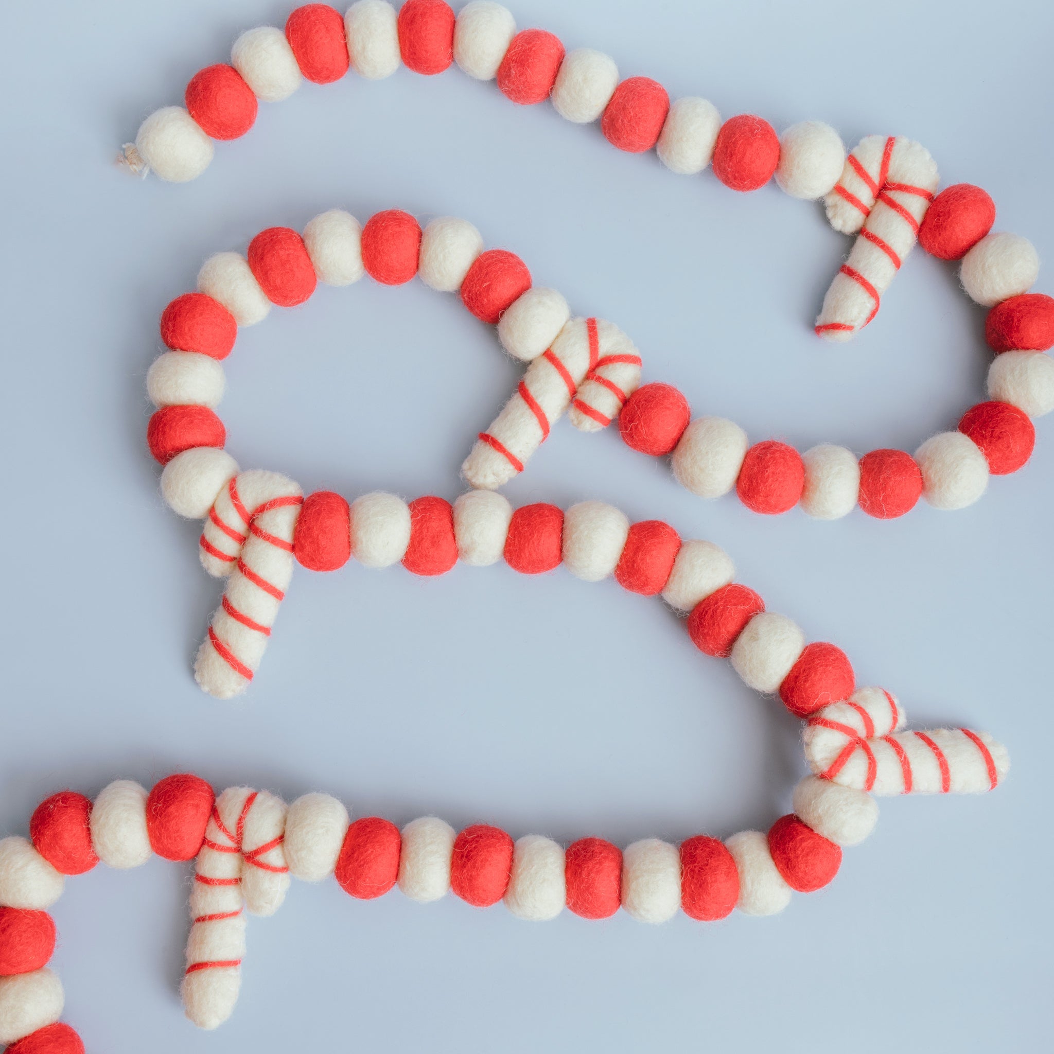Red And White Stripe Felt Candy Cane Garland